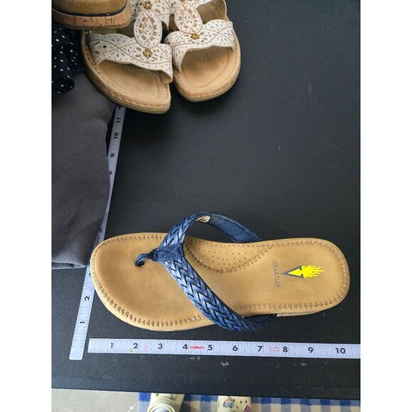 Volatile Womens Blue Wedge Platform Sandals Size 7 Woven Summer Cork Chunky Date - Picture 8 of 11